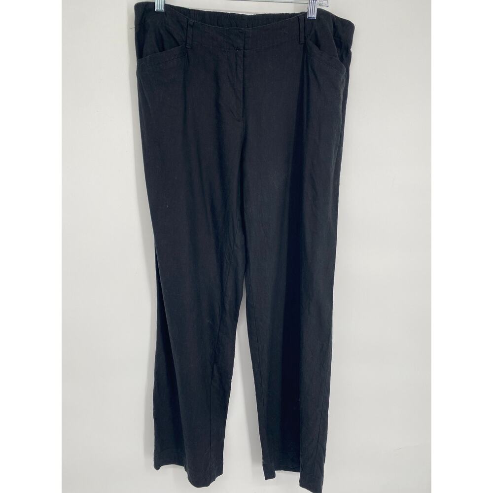 J.Jill Pants Women's 14 Linen Stretch Black Coastal Grandma Nautical Classic